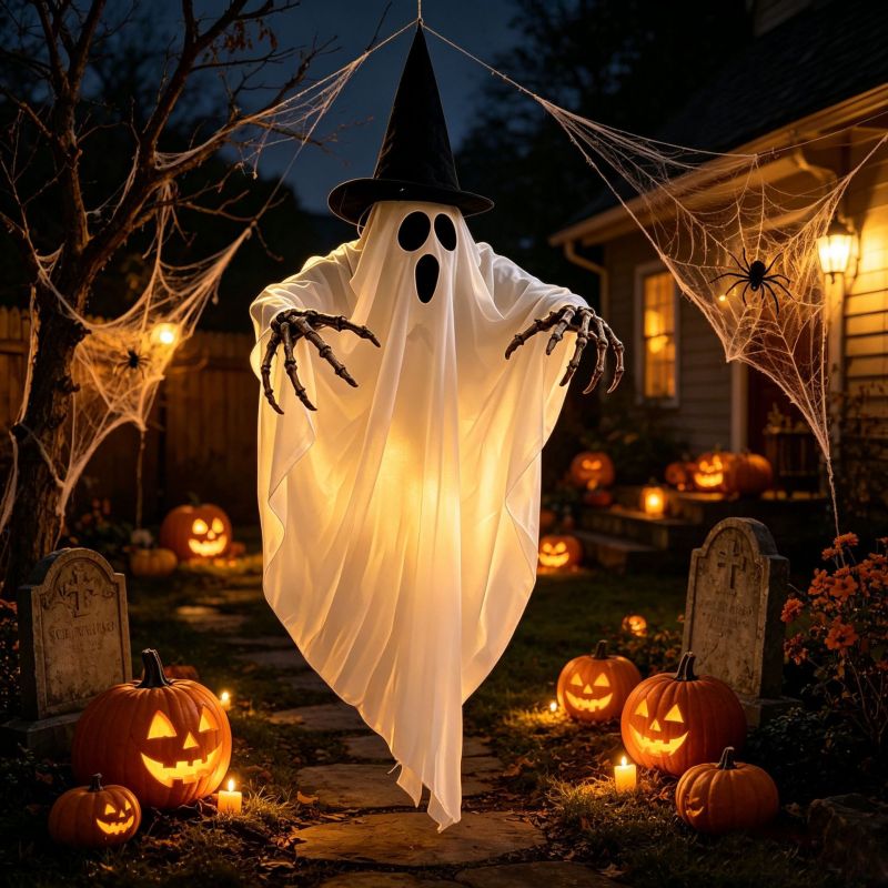 MAHDIVO ハロウィン ゴースト ウィッチハットデコレーション 80×90CM